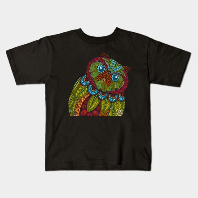 Fall Owl Kids T-Shirt by ArtLovePassion